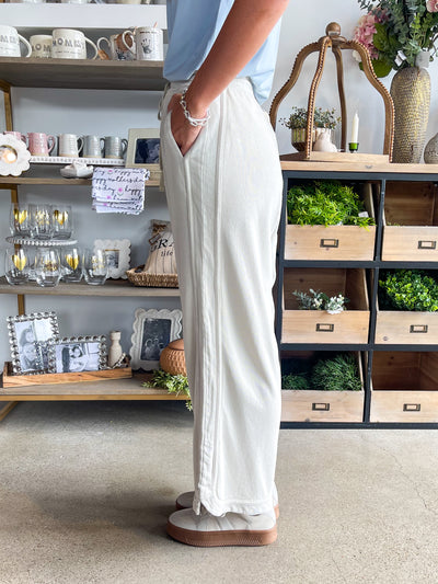 Vivien Easel Ecru Mineral Wash Pant