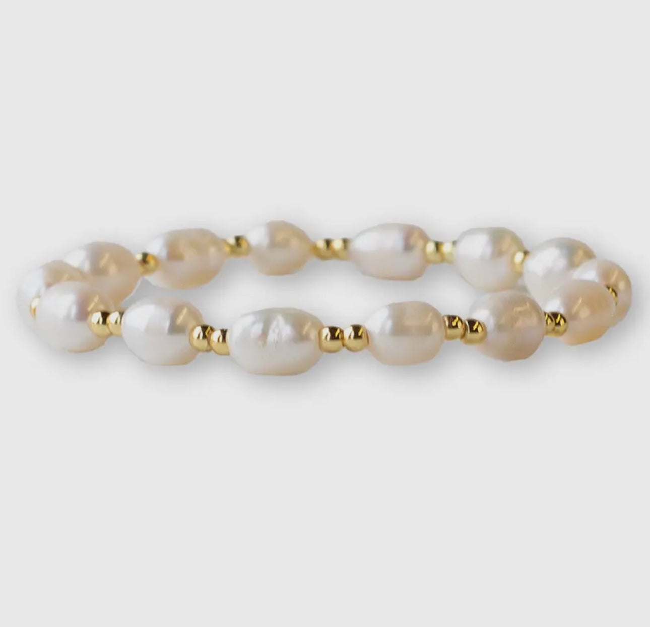 Gilded Gold Pearl Beaded Stretch Bracelet