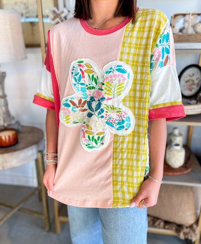 Peach Flower Patch Top