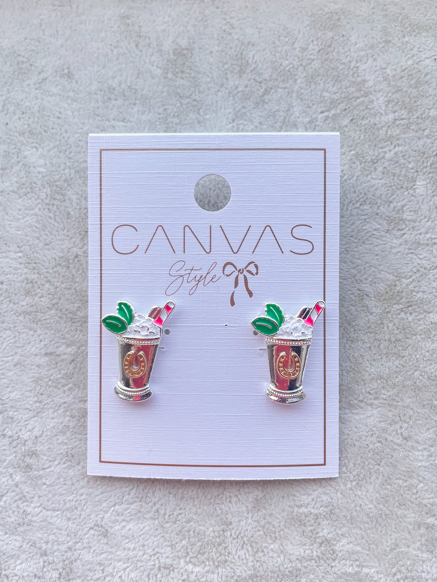 Lucky Horseshoe Enamel Mint Julep Stud Earrings