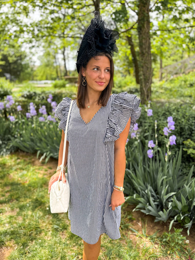 Zinna Black White Gingham Ruffle Dress