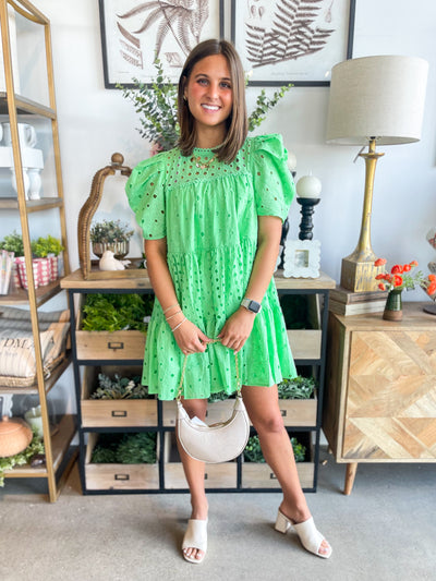 Apple Green Eyelet Dianna Dress