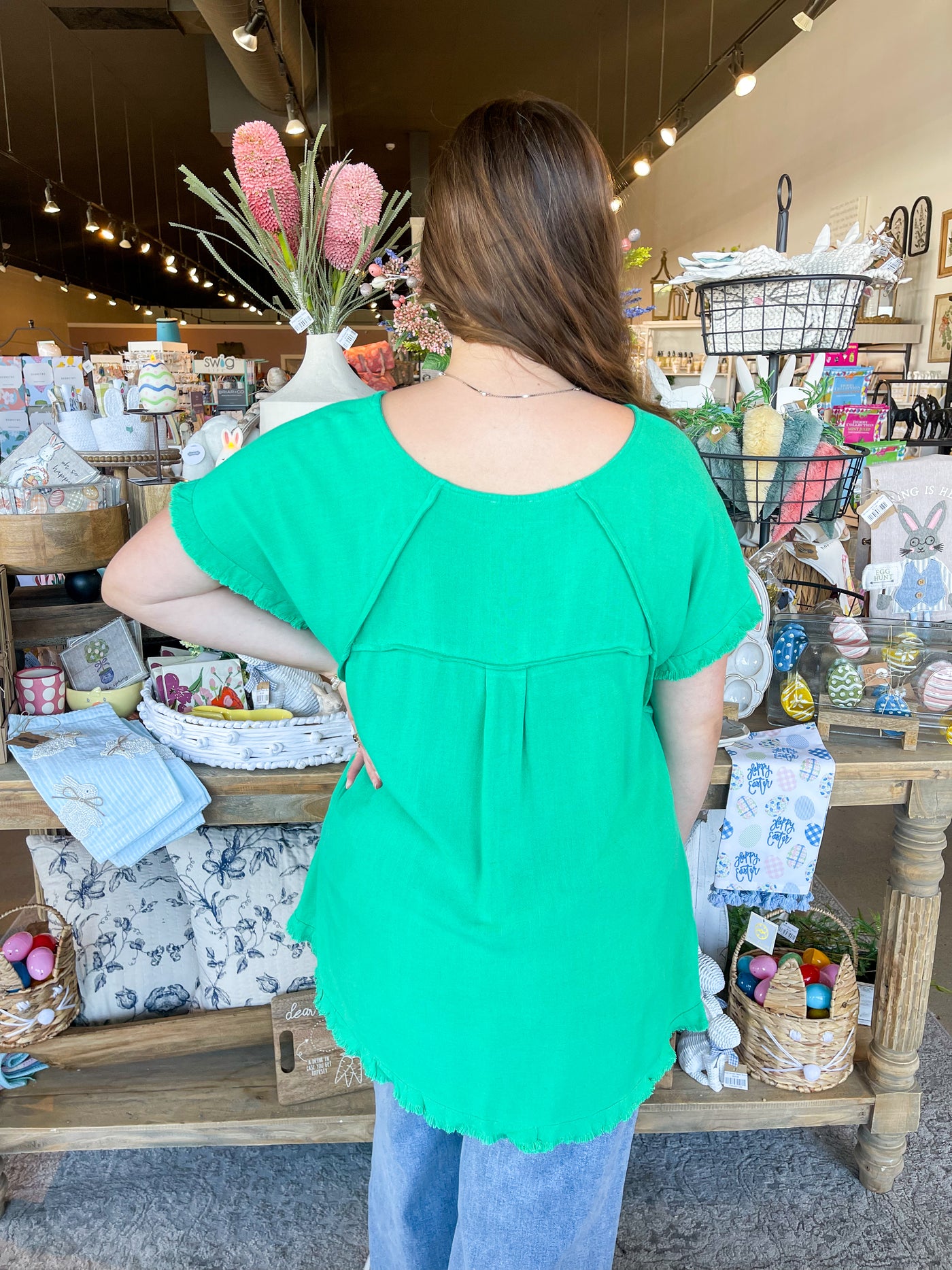Green Linen Kennedy Top