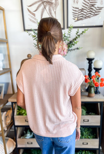Blush Vanessa Ribbed Collared Tee