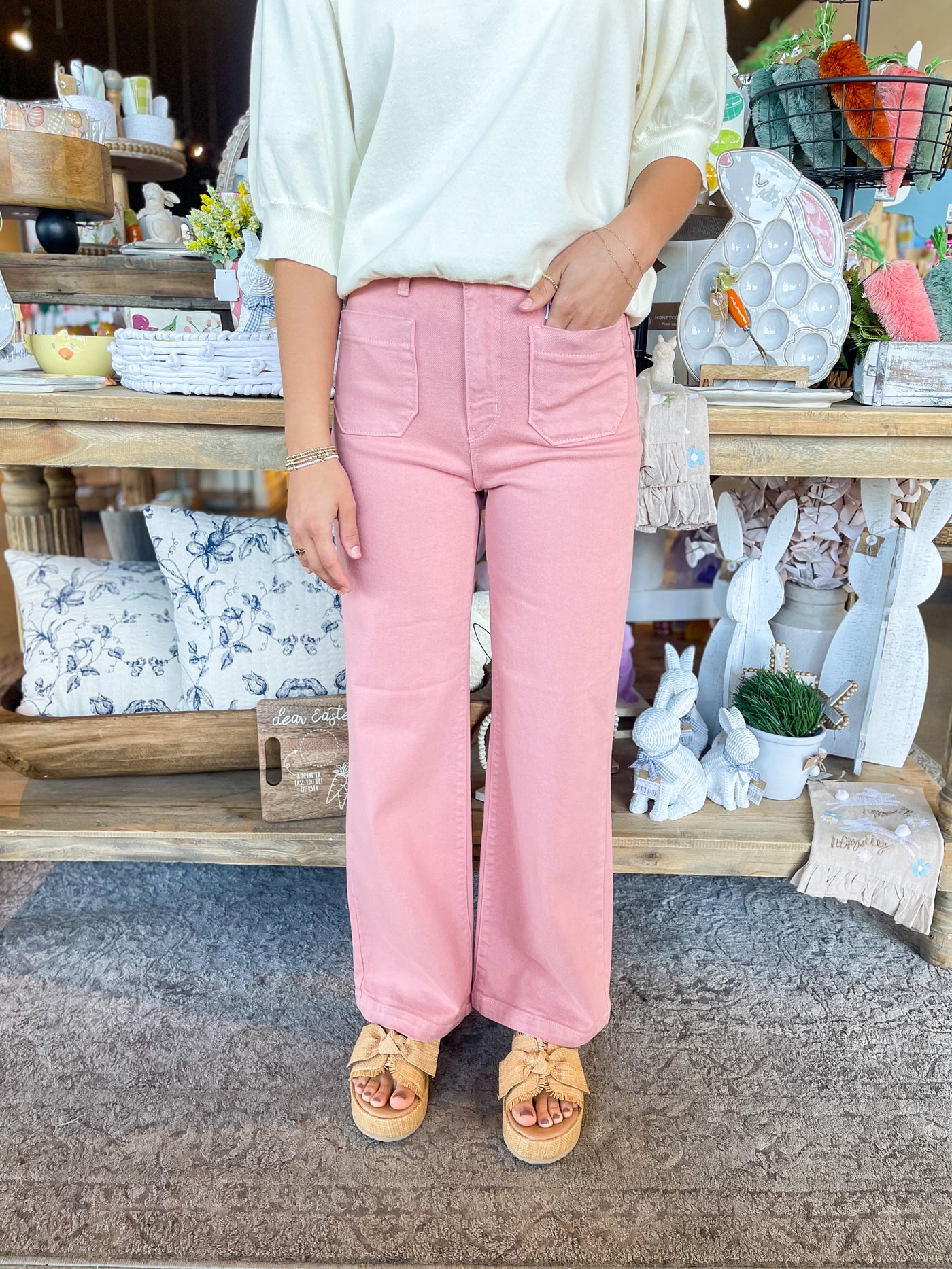 JBD Dusty Coral Patch Pocket Wide Leg Pant
