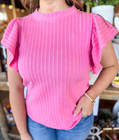 Pink Kassidy Ruffle Sleeve Top