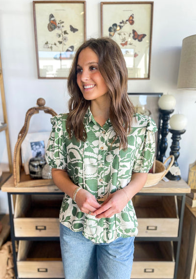 Green Chullah Printed Top