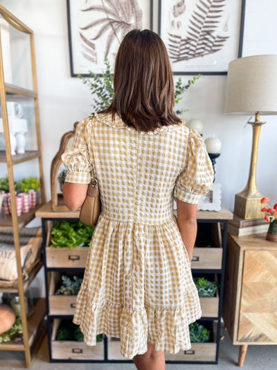 Beige Checked Baylor Dress