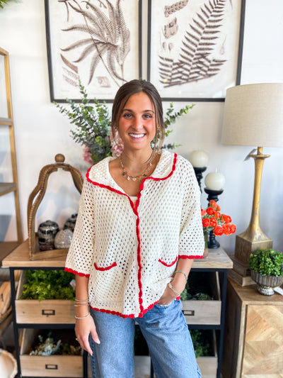 Ivory Red Whitley Top
