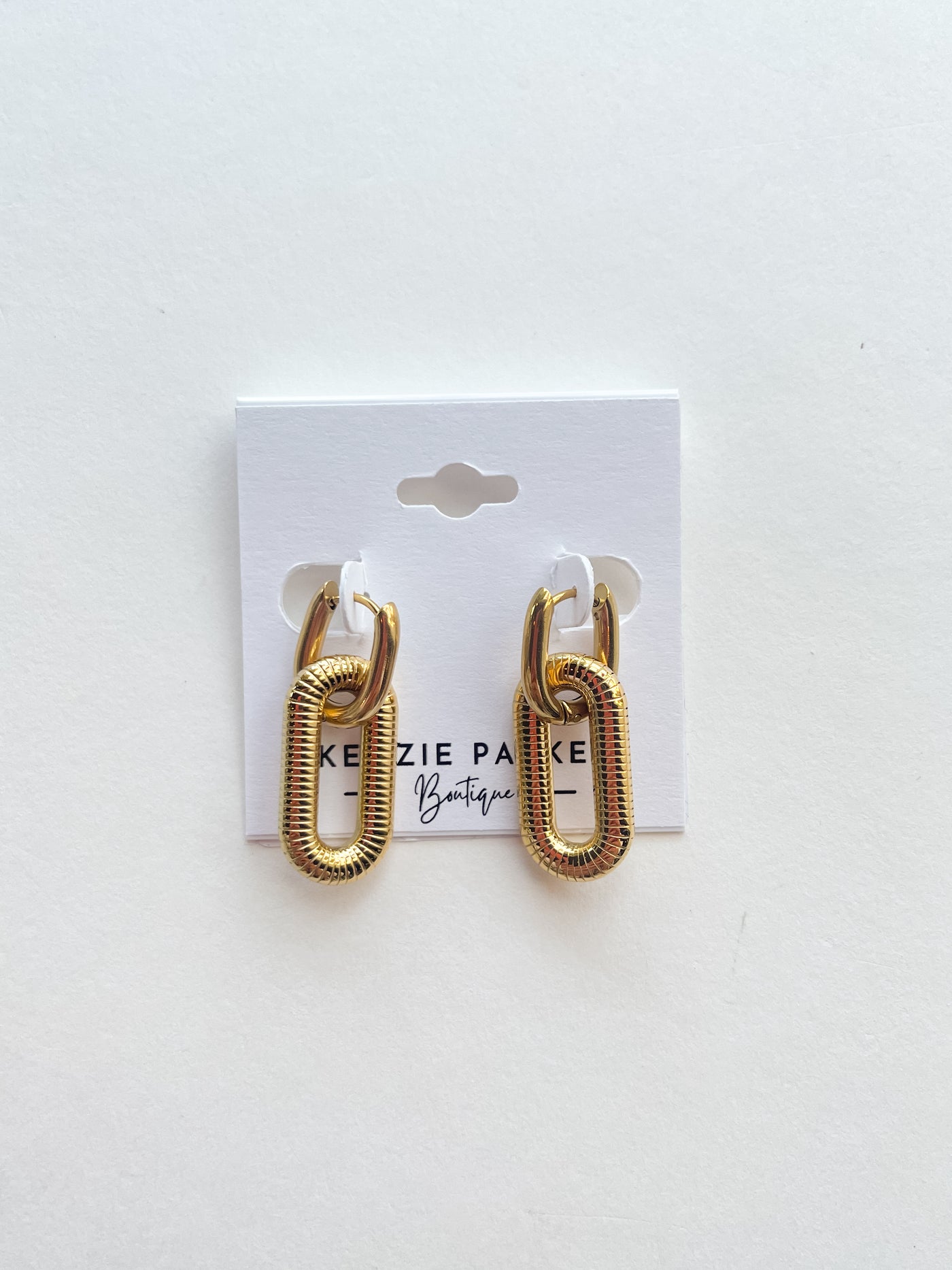 Waterproof Textured Oval Drop Earrings