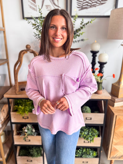 Lilac Thermal Knit Kareni Top
