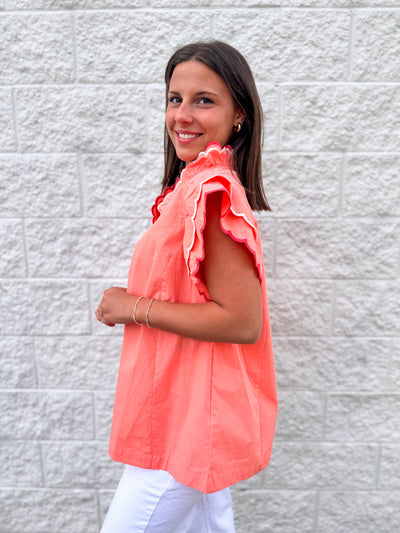 Wilder Umgee Coral Scallop Top