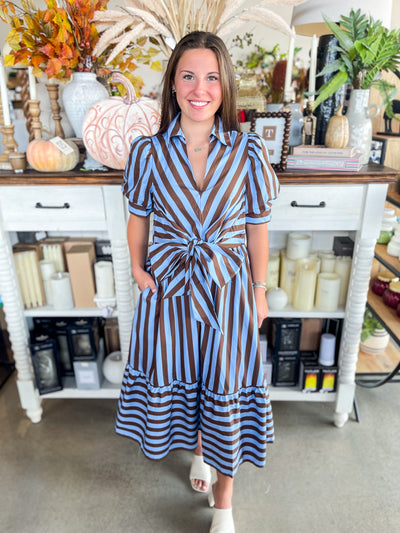 Entro Blue Brown Marissa Dress – Kenzie Parker