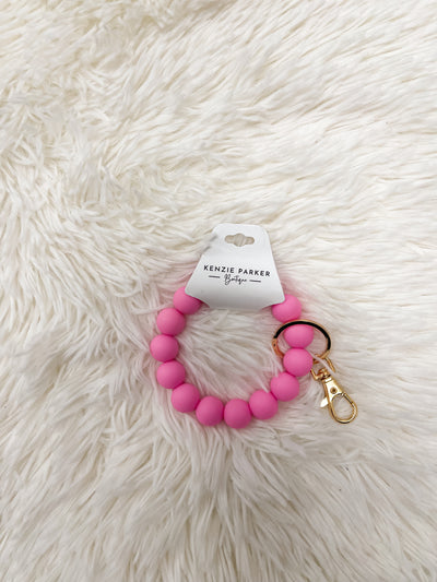 Solid Color Silicone Key Ring Bracelet