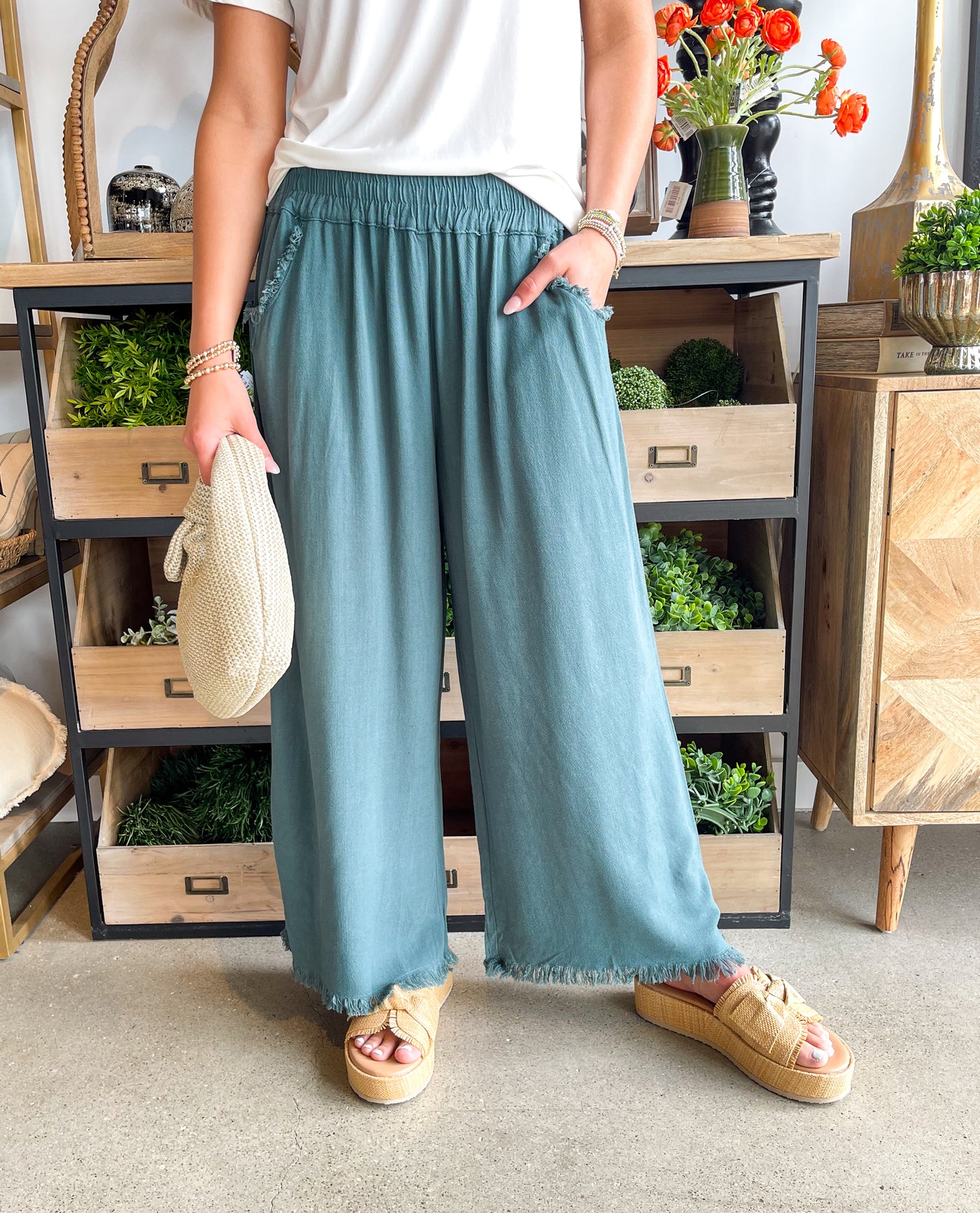 Umgee Seaweed Wide Leg Pant