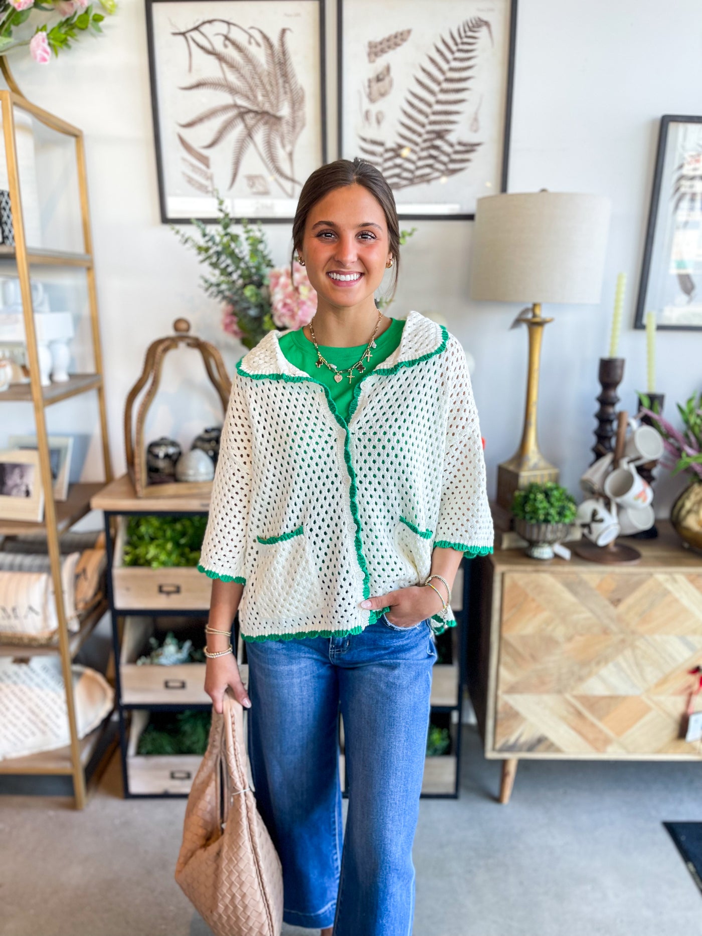 Ivory Green Whitley Top