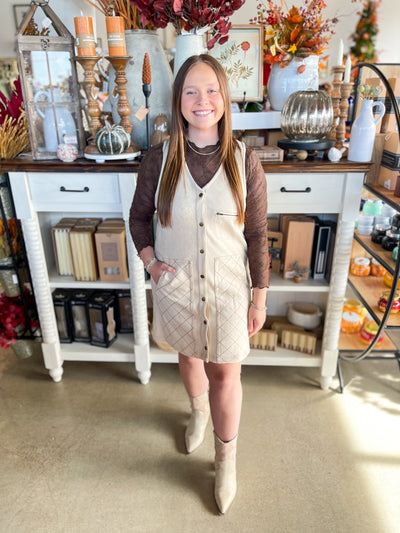Ecru Suede Flora Dress