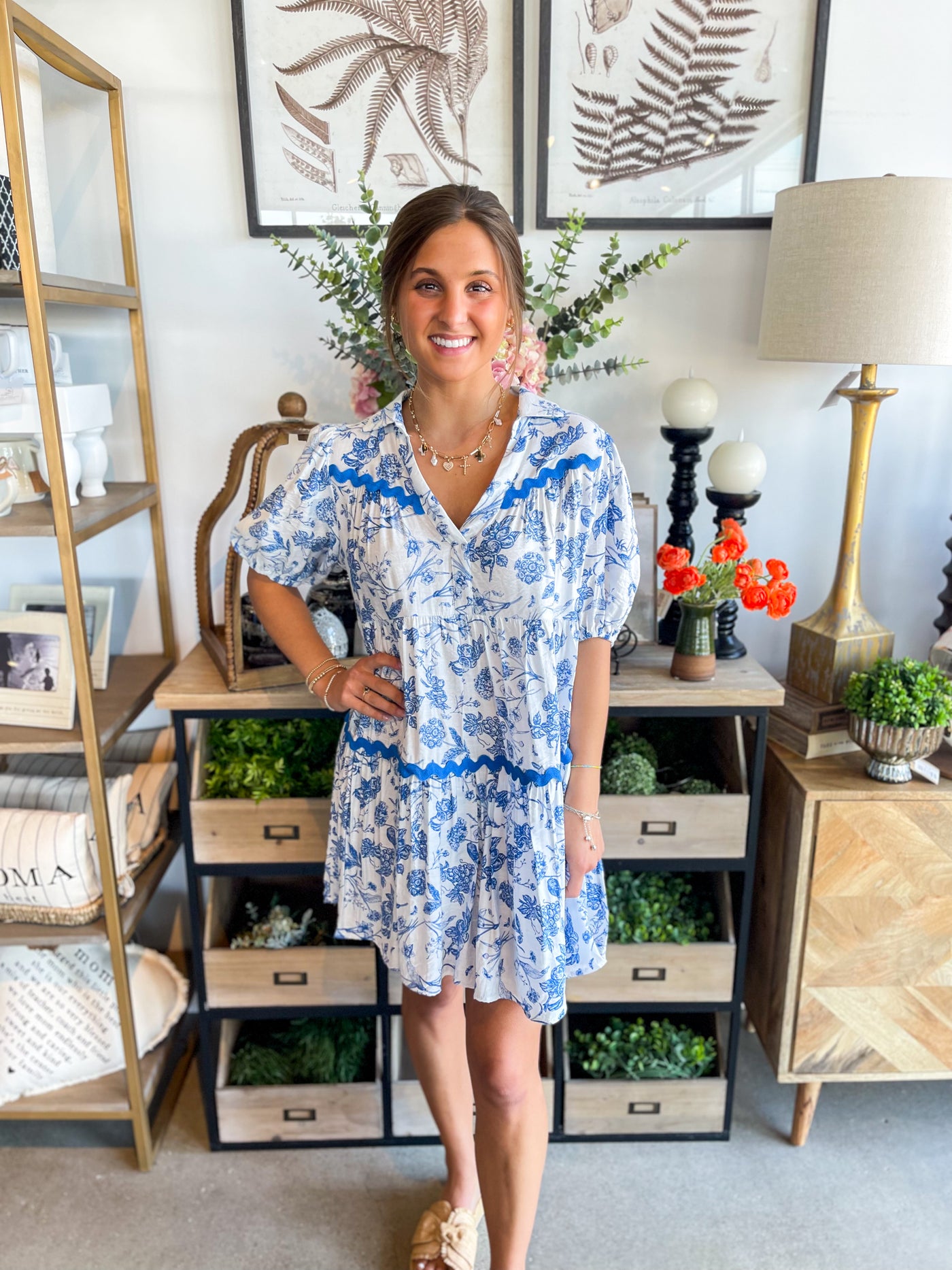 Umgee Blue Pattern Dress