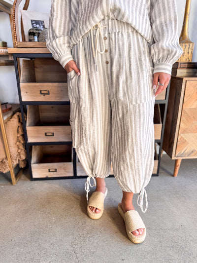 Dove Cargo Striped Pocket Pants