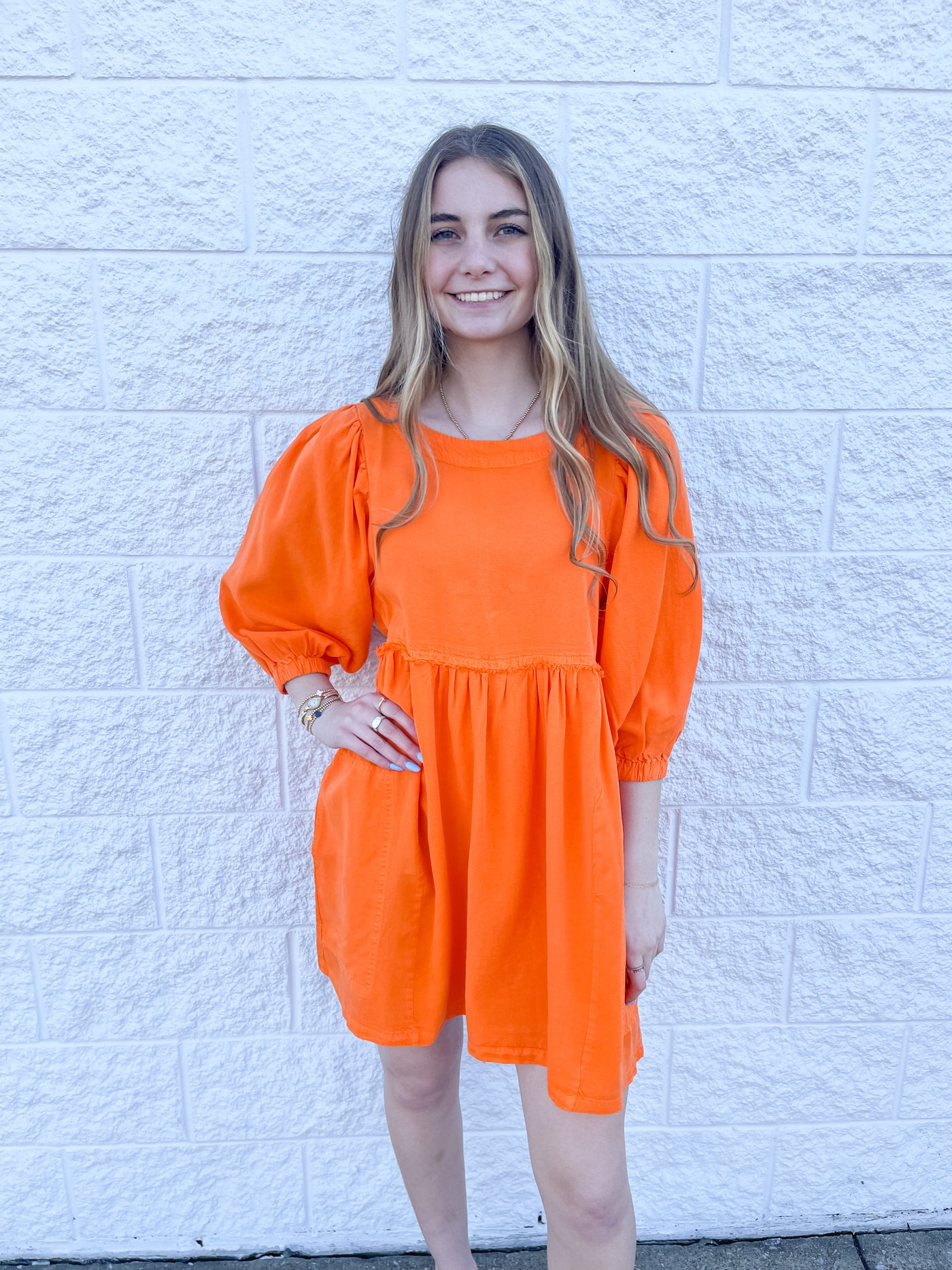 CC Orange Tencel Dress