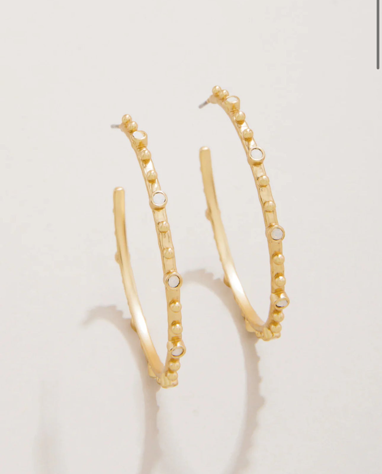Spartina Bristol Hoop Earrings 45mm White Opal