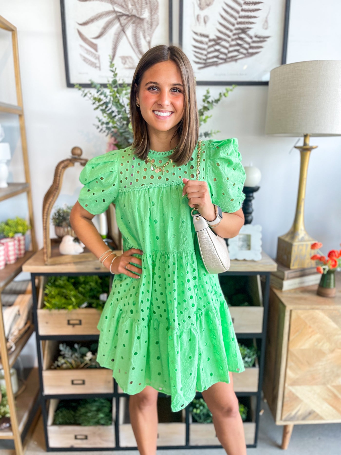 Apple Green Eyelet Dianna Dress
