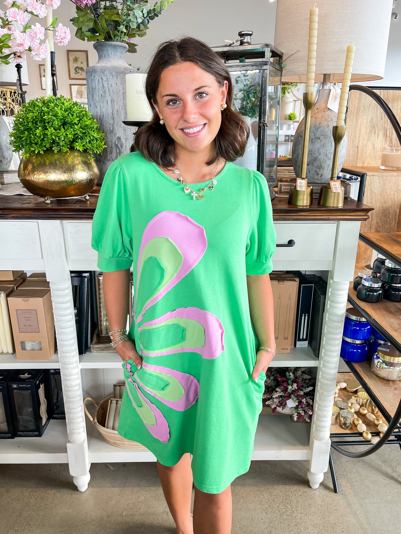 Jodifl Apple Green Flower Dress