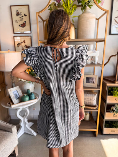 Zinna Black White Gingham Ruffle Dress