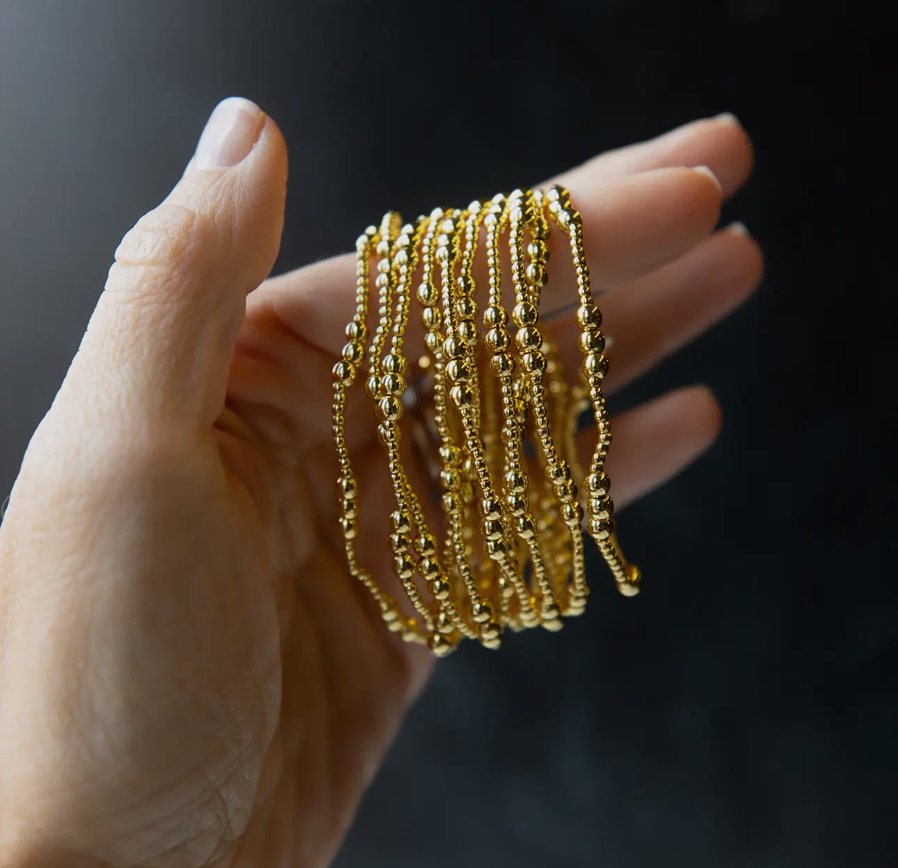 Gold Beaded Trio Bracelet