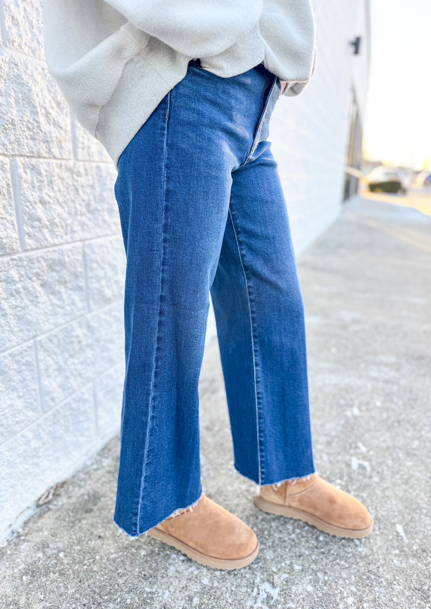 Slim Wide Leg Dark Denim