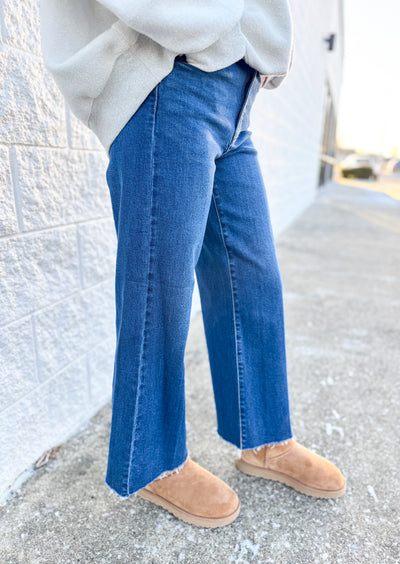 Slim Wide Leg Dark Denim
