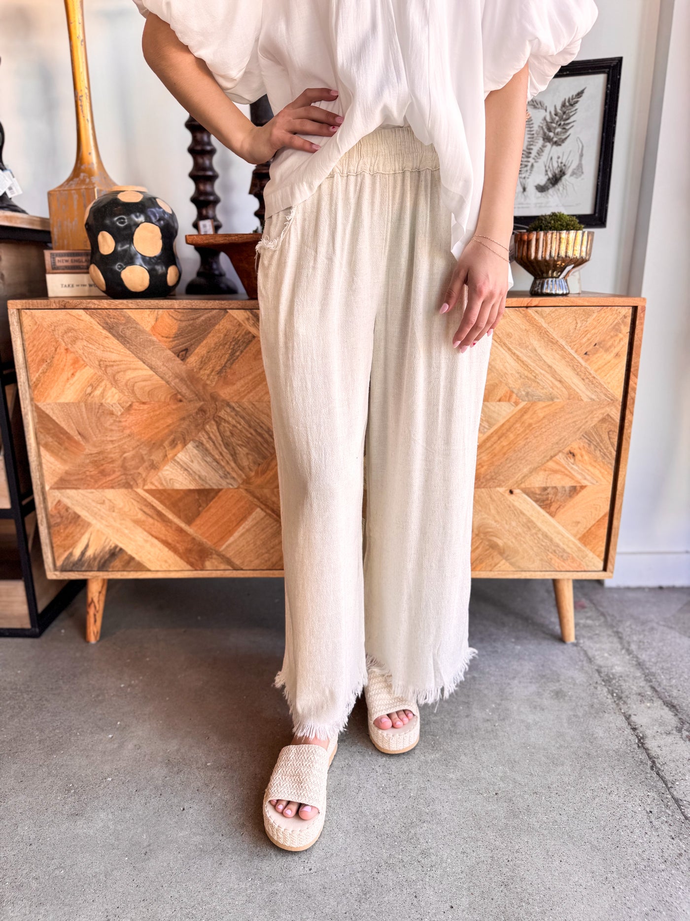 Umgee Oatmeal Wide Leg Pant