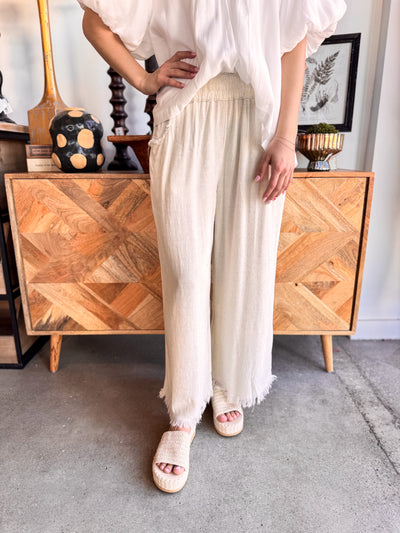 Umgee Oatmeal Wide Leg Pant