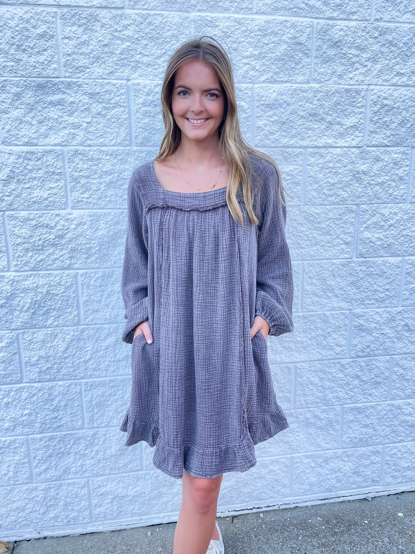 Easel Ash Cotton Gauze Dress