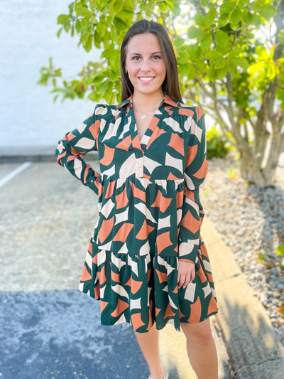 Green Abstract Print Dress