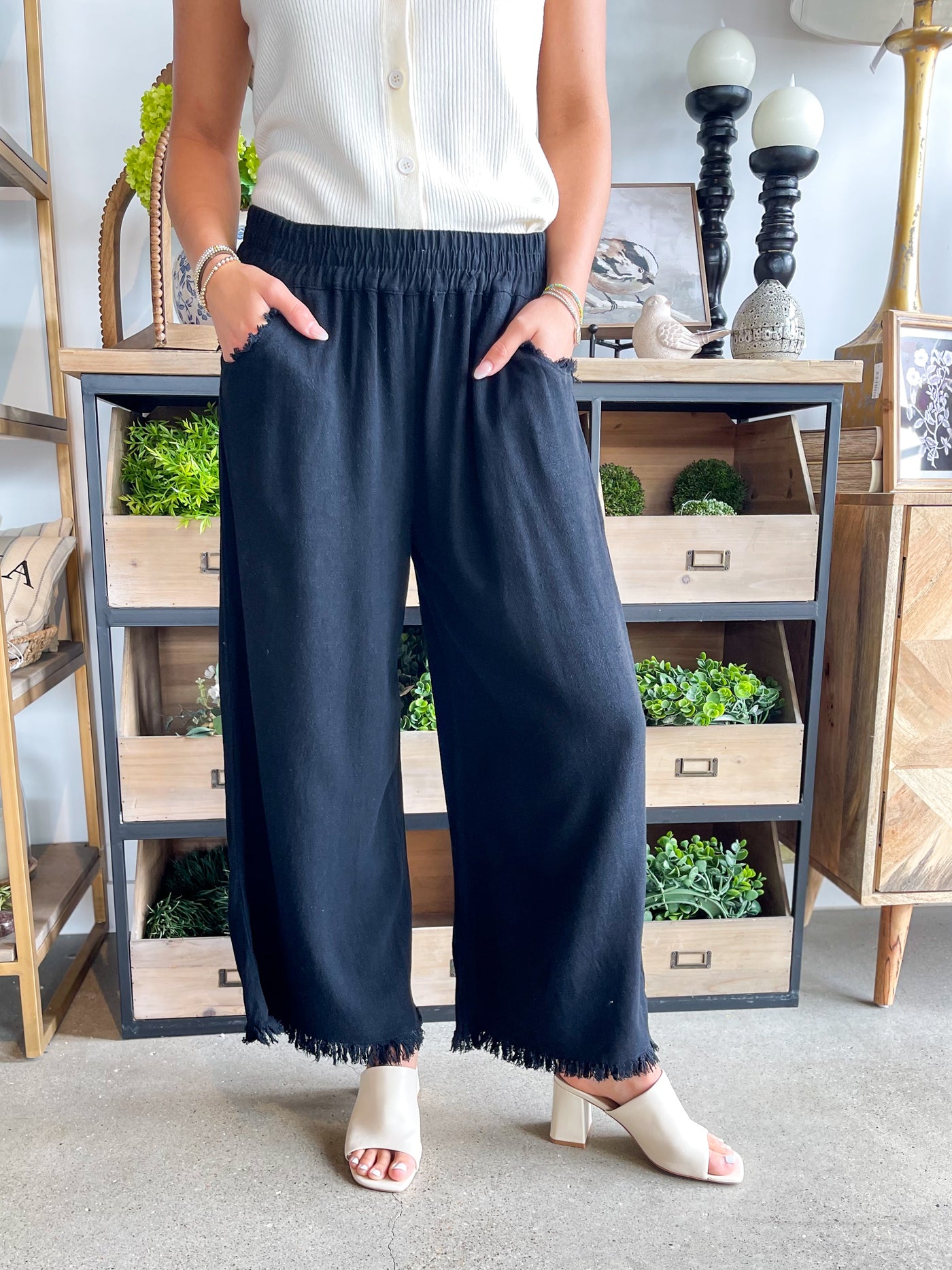 Umgee Black Wide Leg Pants