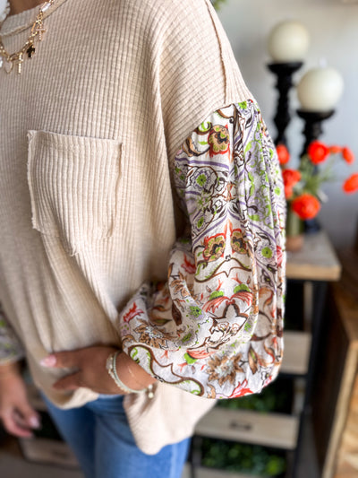 Khaki Balloon Sleeve Winona Top