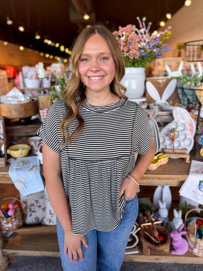 Willa Black White Stripe Top