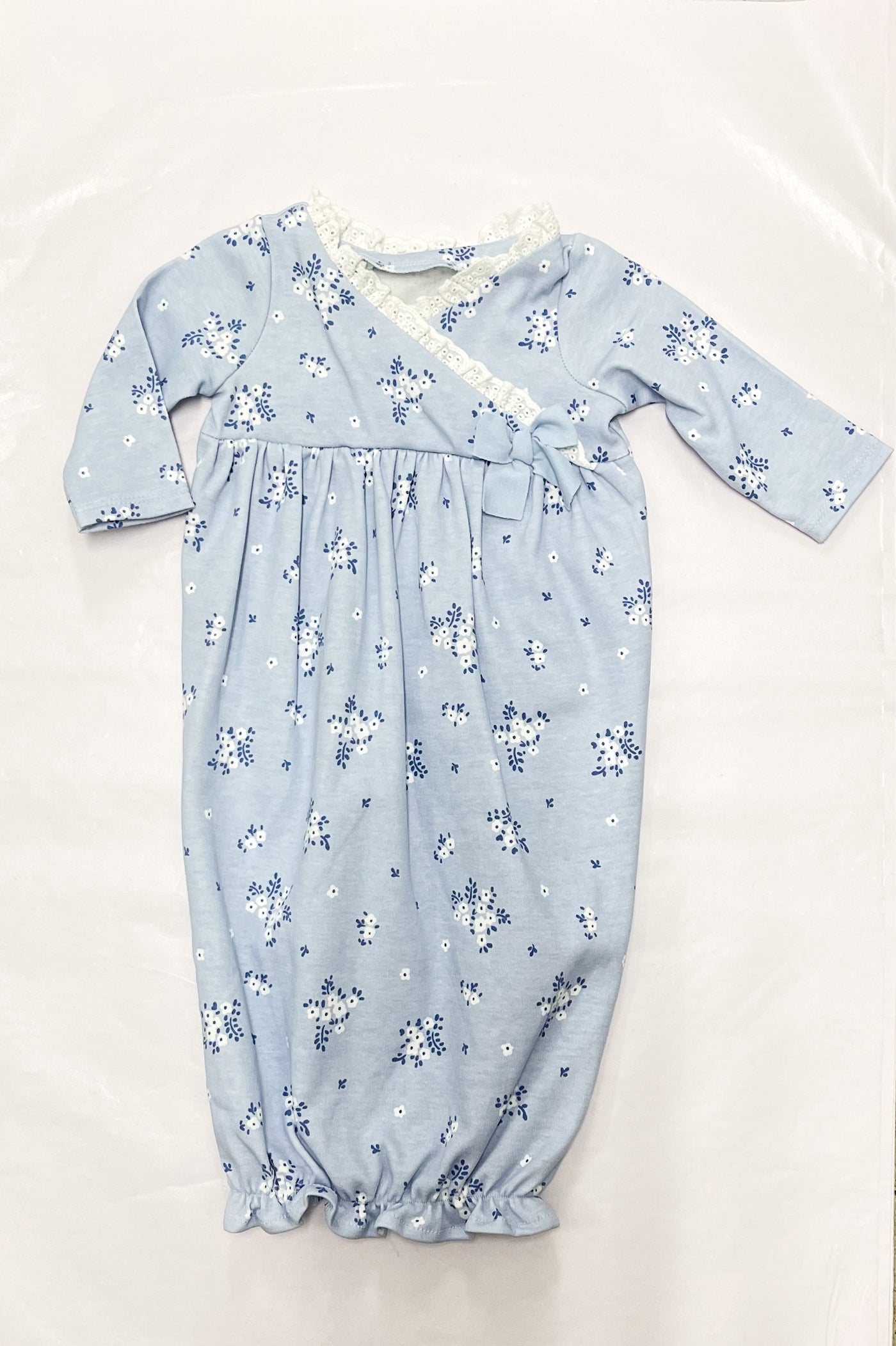 Blue Ditsy Floral Gown