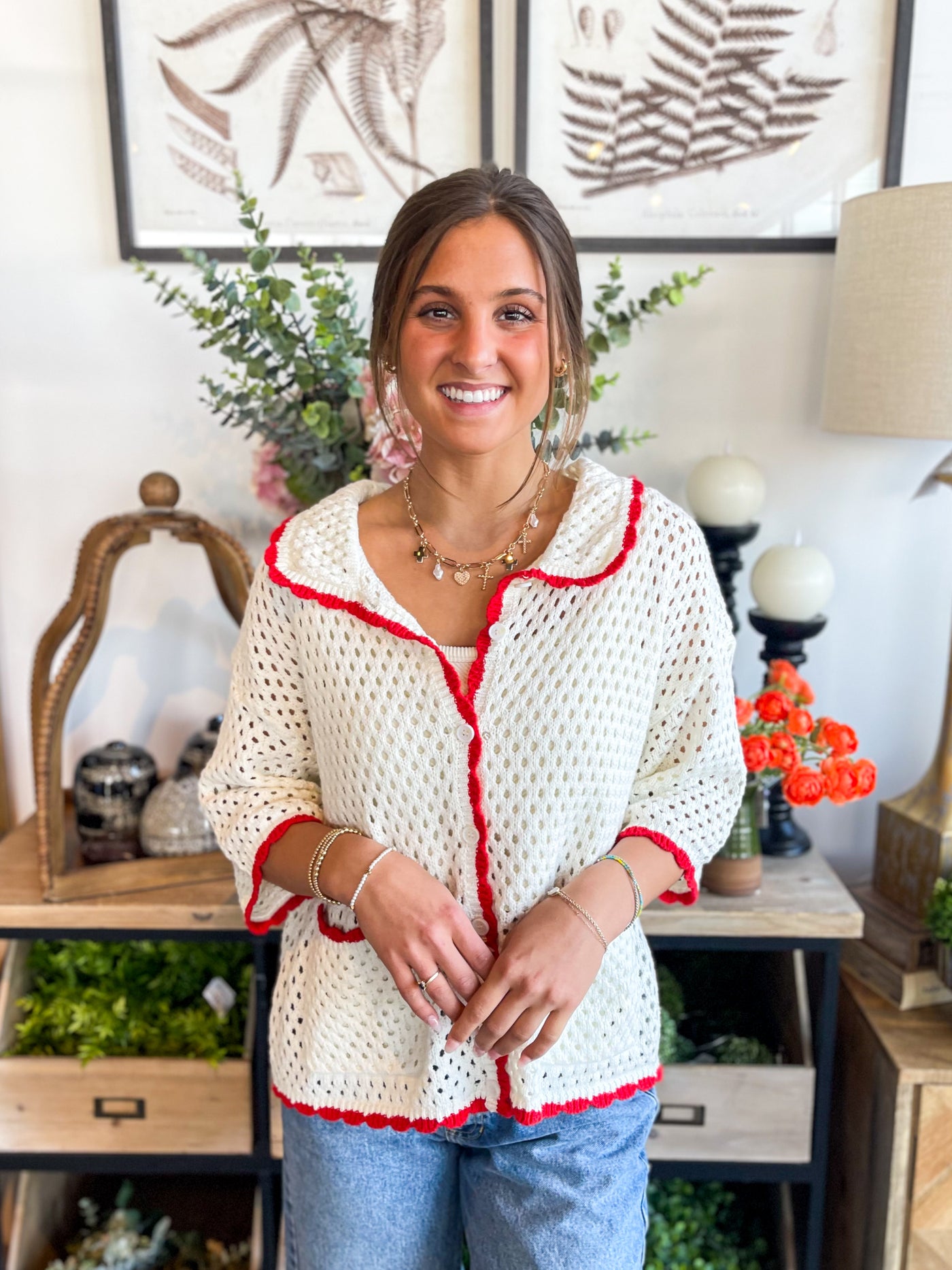 Ivory Red Whitley Top