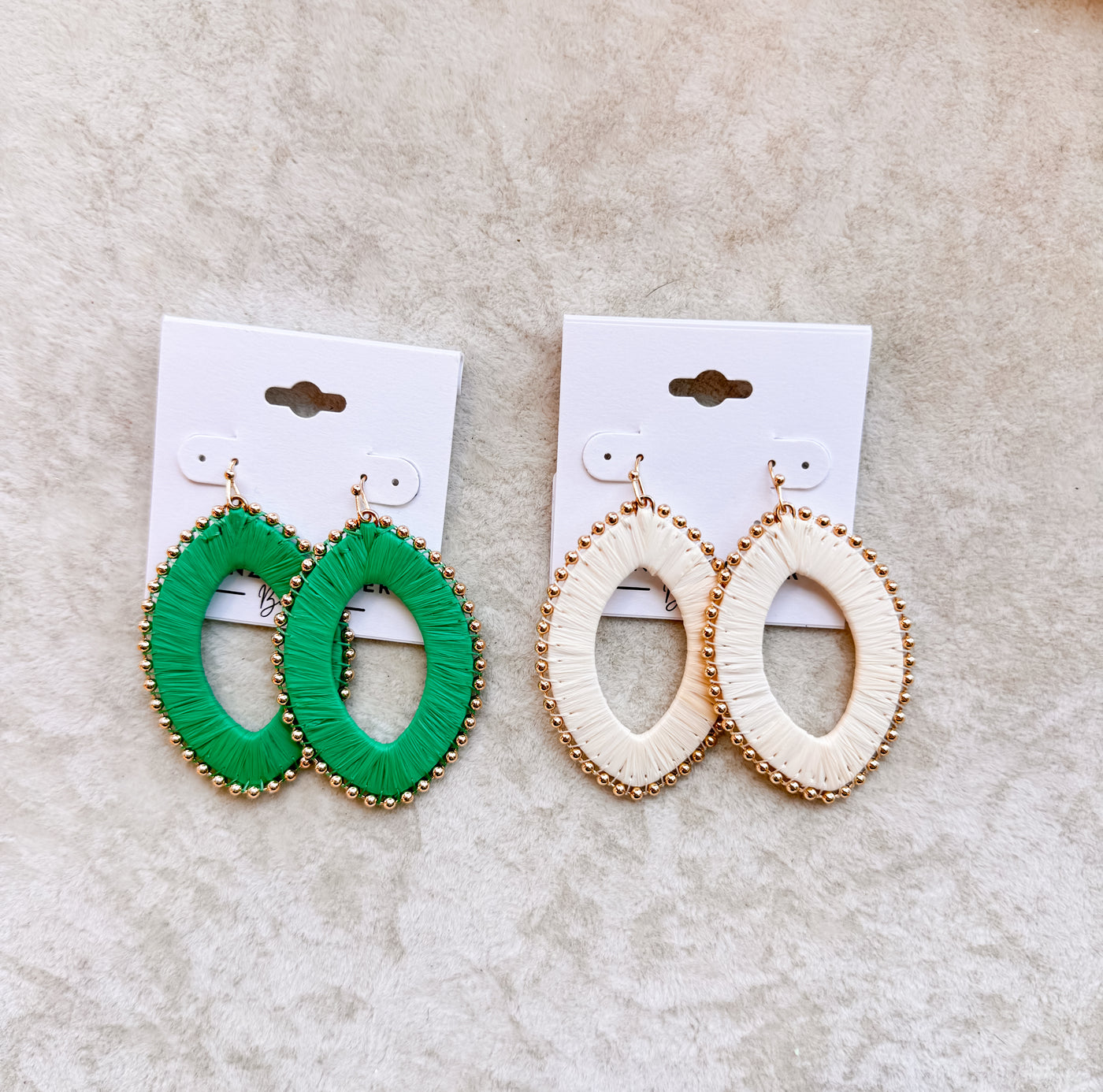 Eleanor Wrapped Raffia Oval Earrings