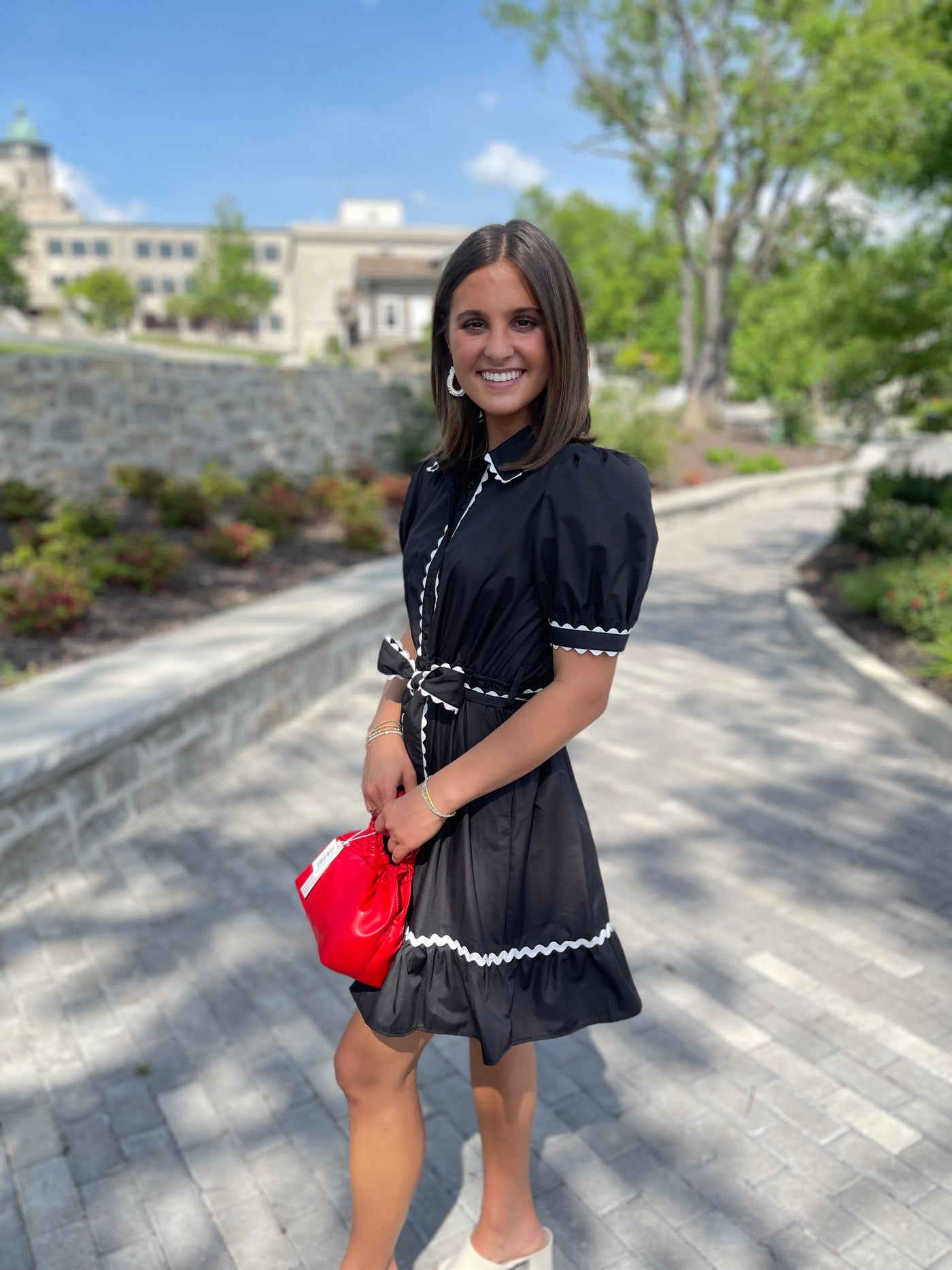 Kora Jodifl Black Ric Rac Trim Dress