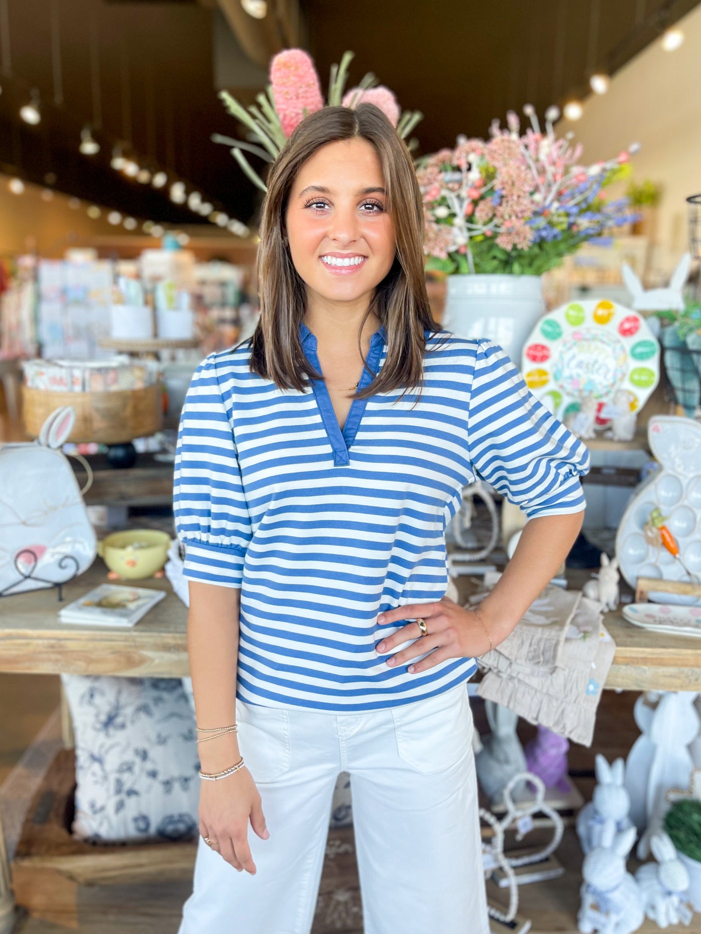 Blue Stripe Monica Top