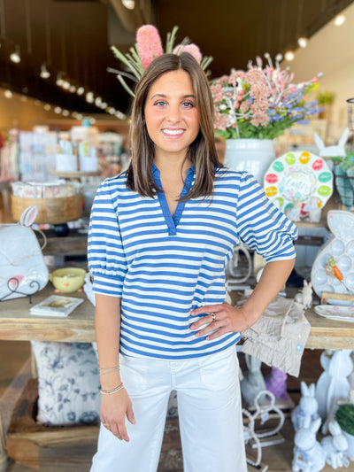 Blue Stripe Monica Top