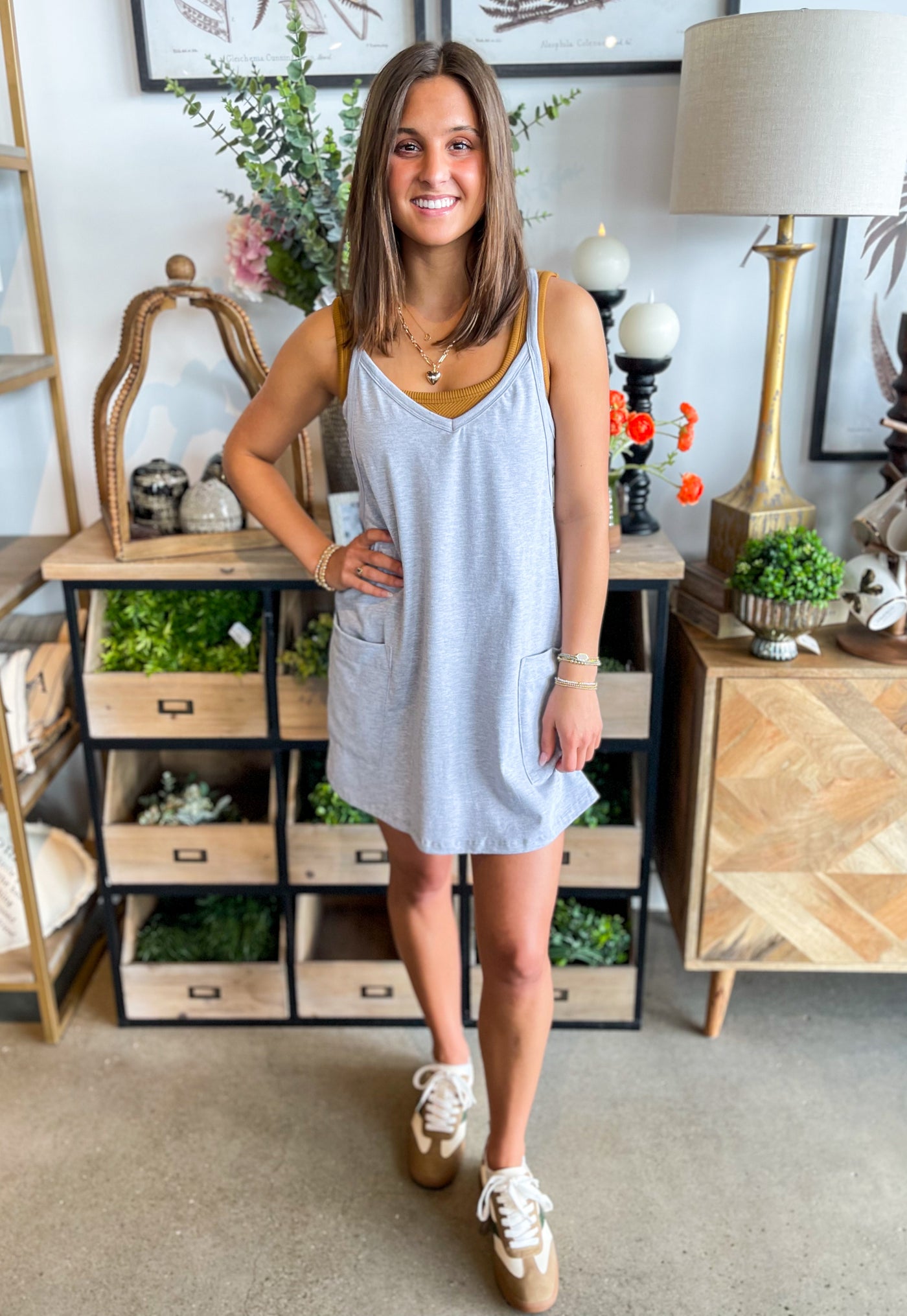 Grey Jersey Dress w/ Romper Lining
