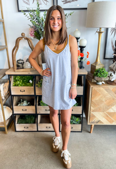 Grey Jersey Dress w/ Romper Lining