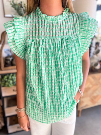 Green Seersucker Bambi Top