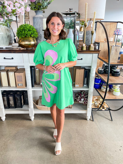 Jodifl Apple Green Flower Dress