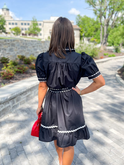 Kora Jodifl Black Ric Rac Trim Dress