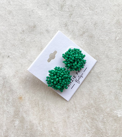 Seed Beads Pom Pom Earrings